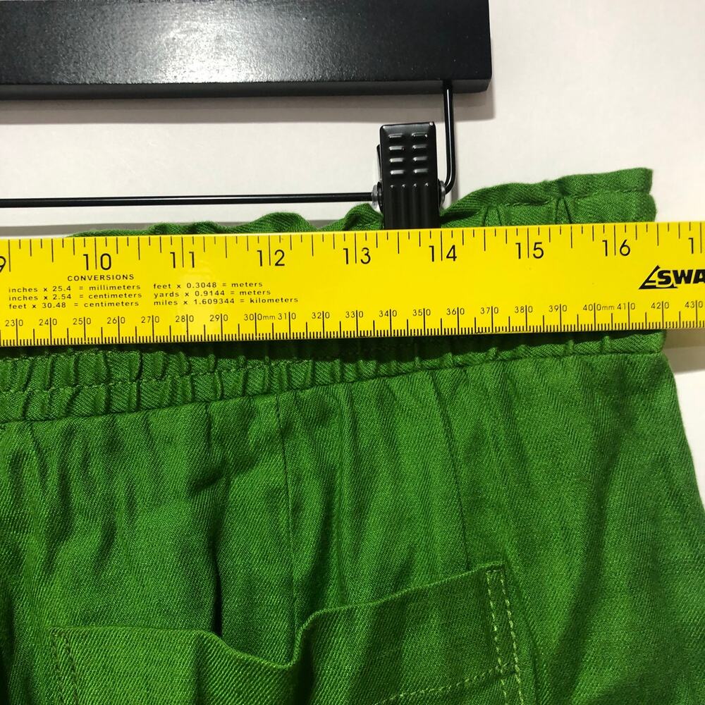 Anthropologie Maeve Wide-Leg Pull-On Green Linen-Blend Pants Size L $130 - Picture 3 of 7